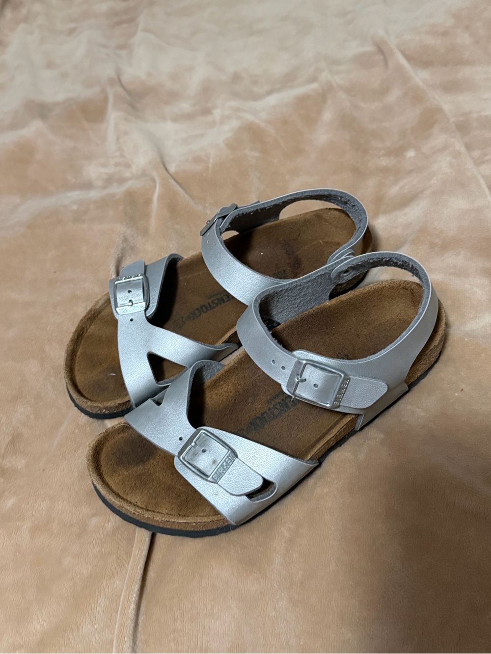 Birkenstocks Rio Kids Silver Buckle Sandals - Comfortable Girls 32/1 to 1.5